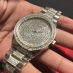 Men’s Silver-tone Diamond Watch